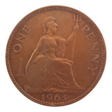 Moeda One Penny 1963 Inglaterra 236