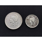 Moedas Da Argentina 50 Centavos 1882 E 20 Cent 1883 Prata
