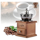 Moedor Café Manual Base Em Madeira Triturador Graos Retrô