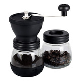 Moedor Café Manual Pote Vidro Reservatório Manivela De Inox