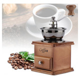 Moedor De Café Manual Base Retrô Em Madeira Triturador Grãos
