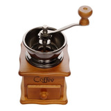 Moedor De Café Manual Retrô Base Em Madeira Triturador Grãos