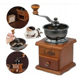 Moedor De Café Manual Retrô Com Manivela Madeira Cerâmica