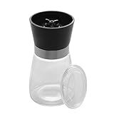Moedor De Tempero De Vidro Com Tampa Preta 170ml Lyor