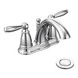 Moen 6610 Brantford Two Handle Low Arc Centerset Bathroom Faucet With Drain Assembly Chrome