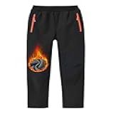 MoFiz Calças De Esqui De Neve Para Meninos Para Crianças Calças De Snowboard De Lã Para Atividades Ao Ar Livre à Prova De Vento Calças De Esqui Na Neve Pretas 10 12