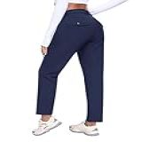 MoFiz Calças Térmicas De Inverno Forradas De Lã Para Mulheres Com 4 Bolsos Calças Femininas Quentes Com Zíper Snowboard Neve Ski Azul Marinho GG