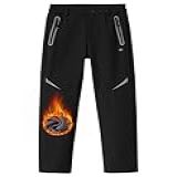 MoFiz Crianças Menino Neve Esqui à Prova Dwindproof água à Prova De Vento Calças Meninas Juventude Velo Lind Caminhadas Calças Quentes Isoladas Preto 14 16