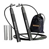 Mogold Corda Speed Jump Para Crossfit Fitness Boxe E Easy Double Under Com Blocos De Peso Removíveis Cordas De Salto Para Fitness Mulheres E Homens Bolas De Rolamento Premium Alças Inquebráveis