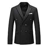 Mogu Blazer Trespassado Masculino Slim Fit Cor Sólida Paletó Tamanho Eua 38 Preto