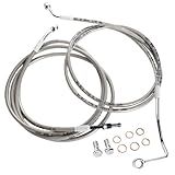 MoKitDora Kit De Cabo De Guidão De 40 Cm Embreagem Hidráulica E Linhas De Freio Superiores Para Harley Touring 2014 2016 Street Glide FLHX Electra Glide FLHT Com ABS Cromado