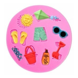 Molde De Silicone Praia Sol Balde Óculos Pipa Pá Onda
