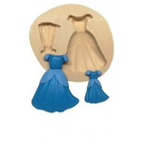 Molde De Silicone Vestidos Cinderela Pequeno E Médio Rb1383