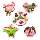 Molde Silicone Dinossauro Gesso Confeitaria Kit 5 Pçs Oferta