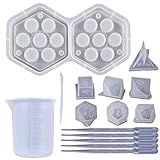 Moldes De Dados De Resina De Silicone Para Fundição De Resina DND 7 Peças Com Caixa De Dados Hexagonais Conjunto De Moldes De Dados Poliédricos Epóxi Kit De Fabricação De D D Molde De Dados Triangulares Quadrados Jogo De Dados Digitais Ferramenta Artesanal