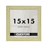 Moldura 15x15Cm Com Vidro E Fundo Quadro Decorativo Imagem Sala Quarto Carvalho