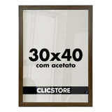 Moldura 30x40 Foto Quadro Acetato Poster Porta Certificado Cor Tabaco Liso