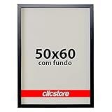 Moldura 50X60 Cm Com Fundo Sem Vidro Quadro Poster Foto Cor Preto