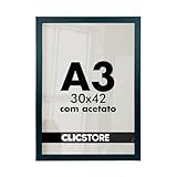 Moldura A3 30x42Cm Com Acetato E Fundo Para Quadros Diplomas Certificados Fotos Preto