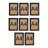 Moldura A4 C vidro Kit C 8 Diploma Certificados Quadros