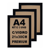 Moldura A4 Premium Kit C 3 C vidro Tam 21x30cm Diploma Foto