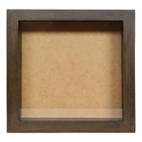 Moldura Caixa Alta 22x22cm Nogueira Com Vidro