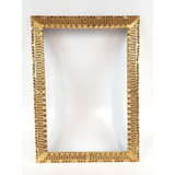 Moldura De Espelho Em Madeira Entalhada Dourada 75x55cm