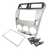 Moldura Painel Central 2 Din Som Mp5 Dvd Honda City Ar Analógico 2009 À 2014 Prata Expex Epx017