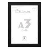 Moldura Quadro A3 30x42 Diploma Poster Fotos C Acetato Cor Preto
