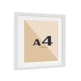 Moldura Quadro Com Vidro Paspatur De 3 Cm P Imagem A4 21x30 BRANCA