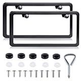Molduras Para Placas De Carro Pretas - Pacote Com 2 Suportes De Placa De Carro De Aço Inoxidável à Prova De Ferrugem- Kit De Montagem De Placa Frontal Durável Bem Equipado Com 2 Furos- Acessórios Universais De Carro Para Diversos Veículos