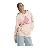 Moletom adidas Feminino Big Logo Bolso E Capuz Rosa Claro