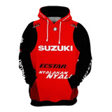 Moletom Blusa Automotivo Suzuki Red Moto Gp Casual Ref0551