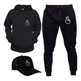 Moletom Blusa De Frio Conjunto Blusa Calça Bone Promoção