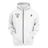 Moletom Canguru Zíper Plus Size Boston Blusão Basquete