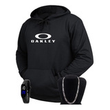 Moletom Da Oakley Premium Masculino+relógio + Corrente Kit