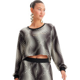 Moletom Easy Lança Perfume Cropped In23 Preto Feminino