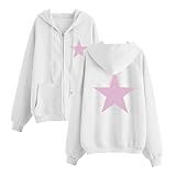 Moletom Feminino Casual Grande Com Capuz  Estampa Gráfica  Pulôver Com Bolso  Roupas De Outono 2024  Y2   Branco  P