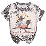 Moletom Feminino Pogue Life Outer Banks Fofo Descolorido Tie Dye Surfing Lover Pulôver Com Estampa De ônibus De Palmeira Cinza 1 GG Cinza 1 XG