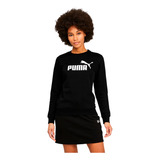 Moletom Feminino Puma Essentials Logo Crew Neck Preto