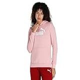 Moletom Feminino Puma Essentials Logo Hoodie Rosa Claro Branco PP