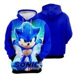 Moletom Infantil Sonic Blusa De Frio Full Com Bolso E Capuz