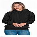 Moletom Liso Flanelado Feminino Blusa De Frio Canguru Sem Estampa Com Capuz  BR  Alfa  M  Regular  Regular  Preto 