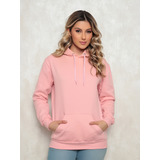 Moletom Liso Flanelado Feminino Blusa De Frio Canguru