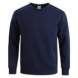 Moletom Masculino De Frio Liso Gola Careca Flanelado E Macio - Azul-escuro/p