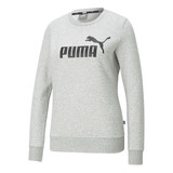 Moletom Puma Essentials Logo Crew Fl Feminino Cinza