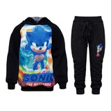 Moleton Infantil Conjunto Menino Agasalho Sonic Qualidade