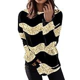 Moletons Femininos Gola Redonda Manga Longa Color Block Casual Solto Camisetas Modernas Outono Blusas Roupas De Trabalho 2024 Preto G