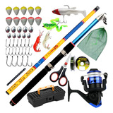 Molinete Vara De Pesca Mão Telescopica Carretilha 4 50 Kit