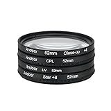 Moniss 52mm UV CPL Close Up 4 Star 8 Point Filter Kit De Filtro Circular Filtro Polarizador Circular Macro Close Up Star Filtro De 8 Point Com Bolsa Compatível Com Câmera Ni Kon Ca Non Pent